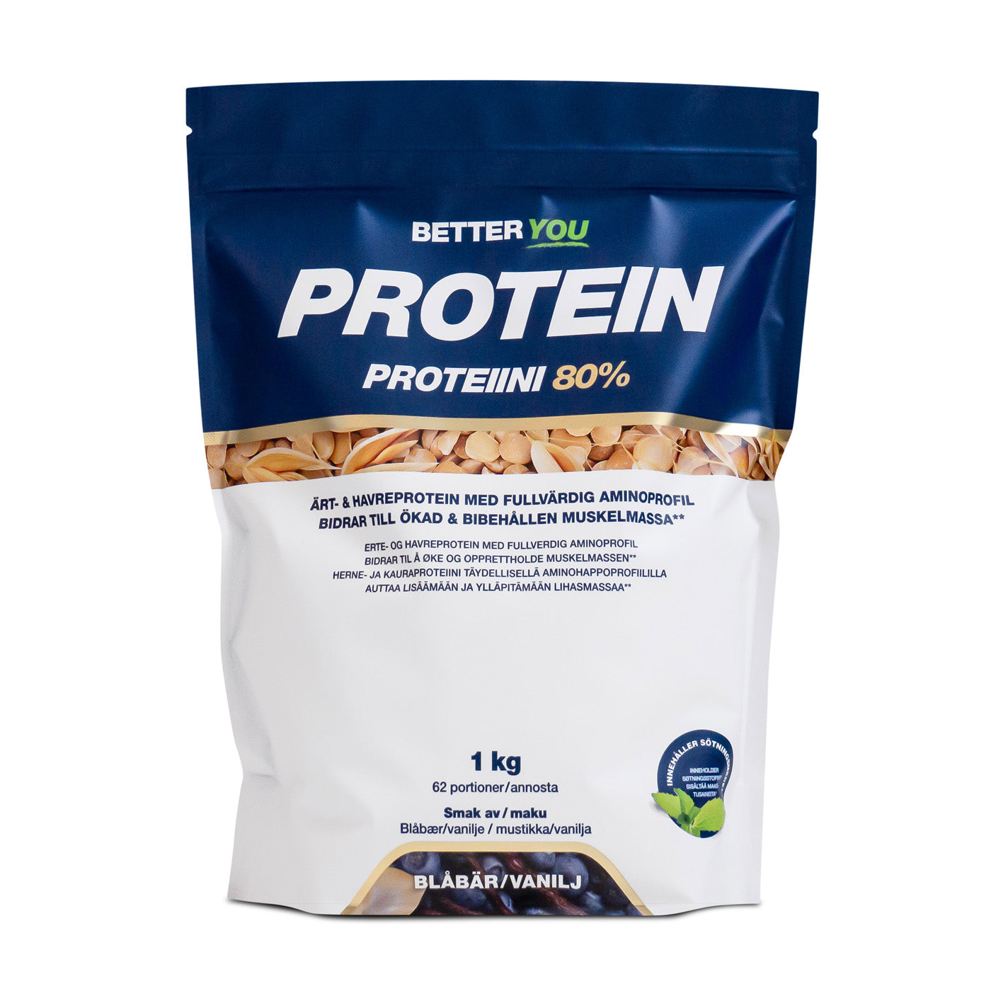 BetterYou Ärt- och havreprotein 1 kg - Blåbär/Vanilj