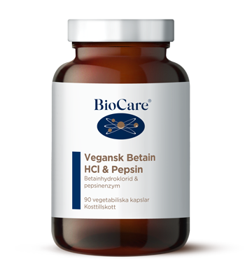 BioCare Vegansk Betain HCL & Pepsin 90 kapslar
