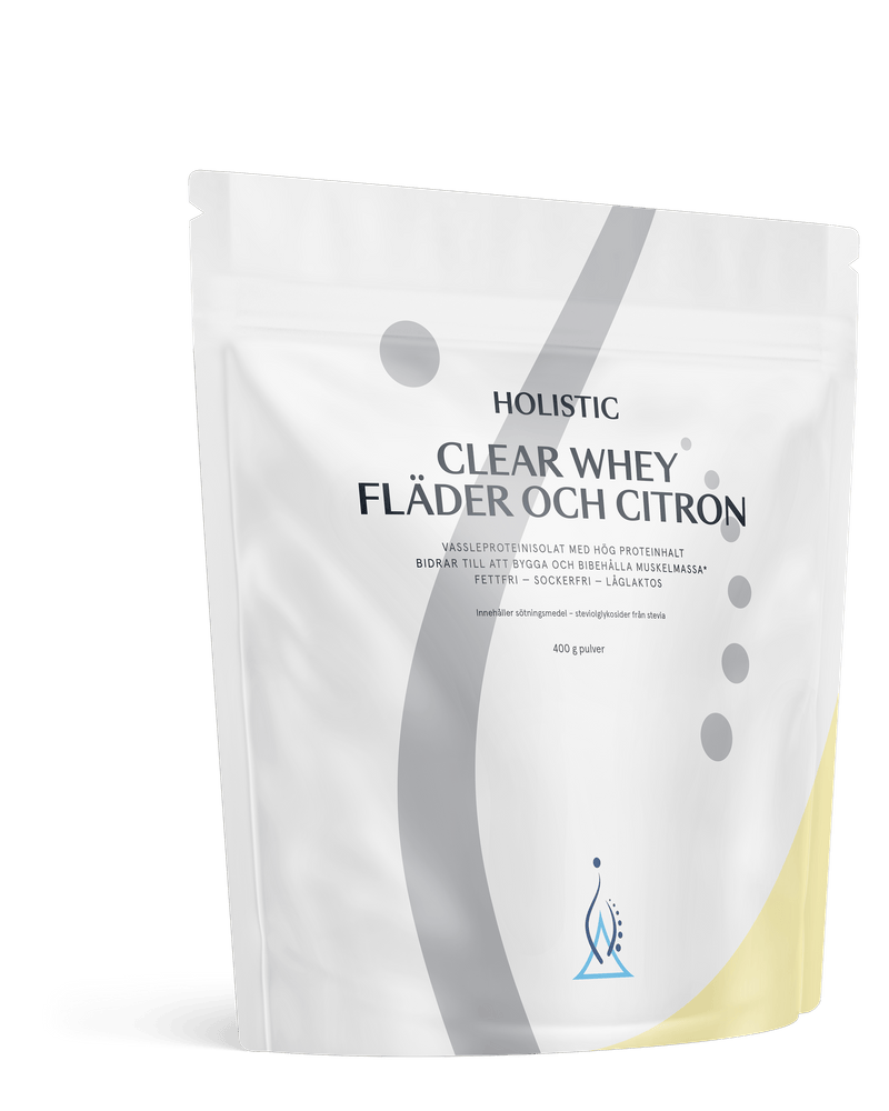 Holistic Clear Whey vassleproteinisolat fläder och citron, 400g