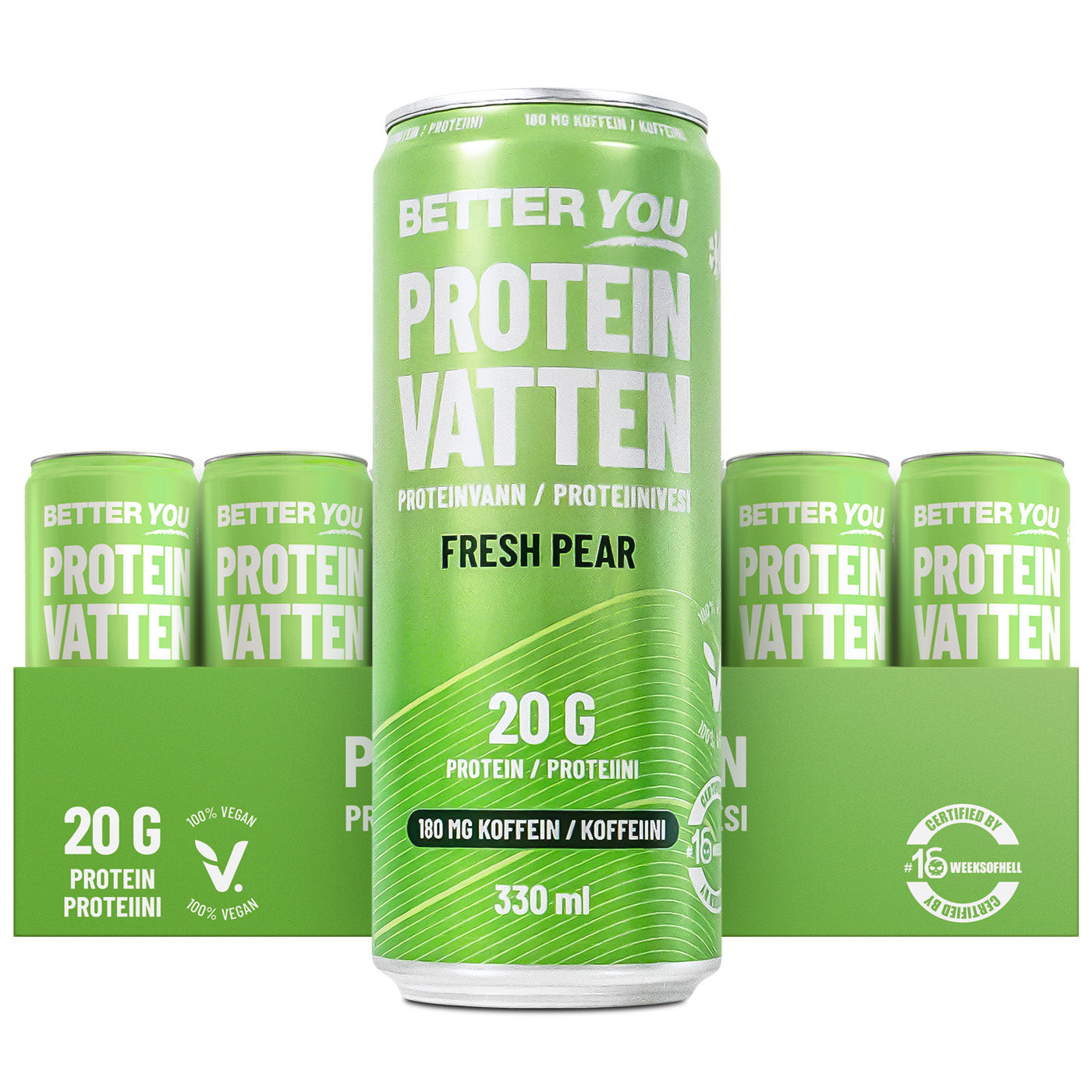 BetterYou Proteinvatten Fresh Pear Koffein 180 mg 330 ml  24 st