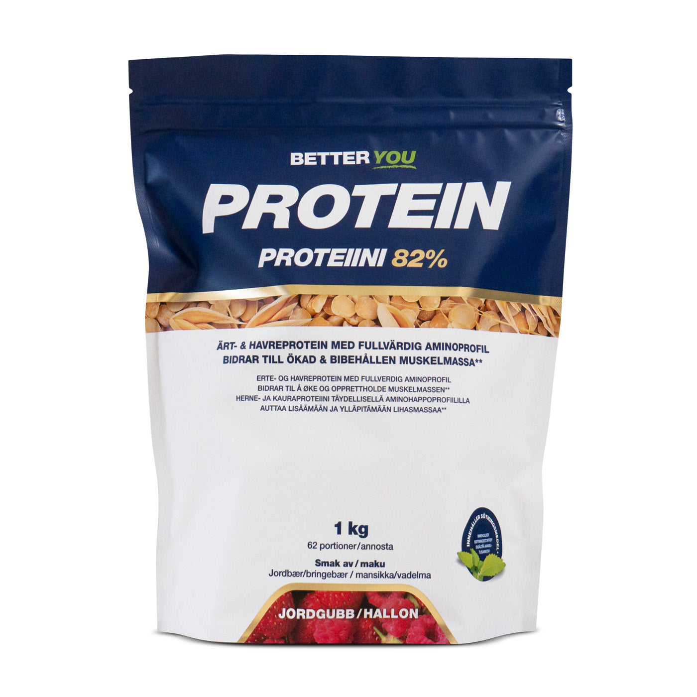 BetterYou Ärt- och havreprotein 1 kg - Jordgubb/Hallon