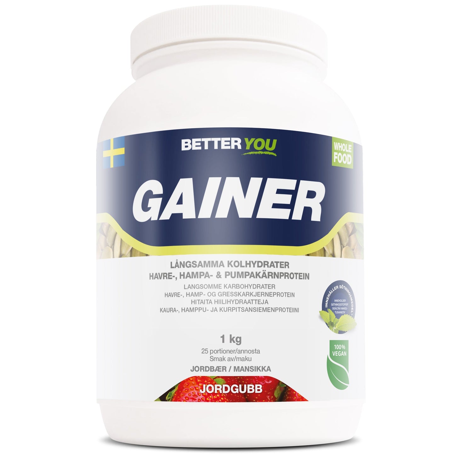 BetterYou Whole Food Gainer 1 kg - Jordgubb