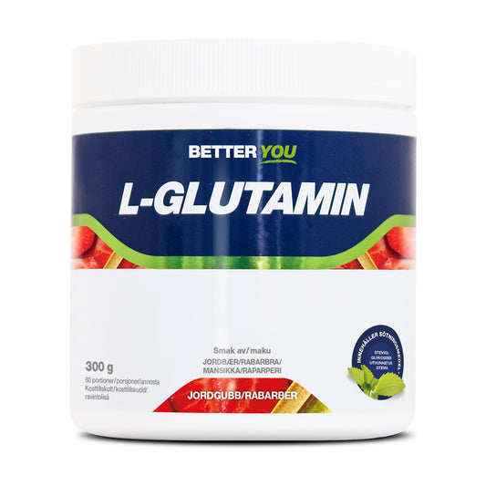 BetterYou Naturligt L-Glutamin 300 g - Jordgubb/Rabarber