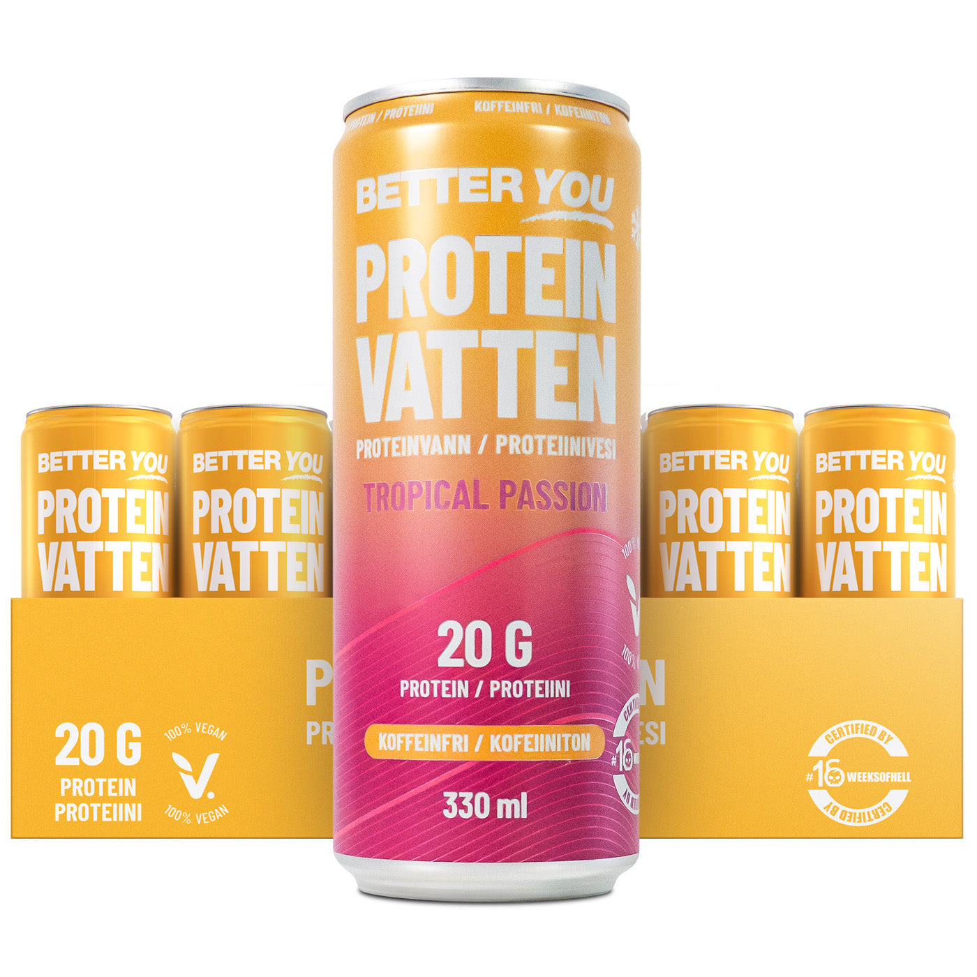 BetterYou Proteinvatten Tropical Passion Koffeinfri 330 ml  24 st