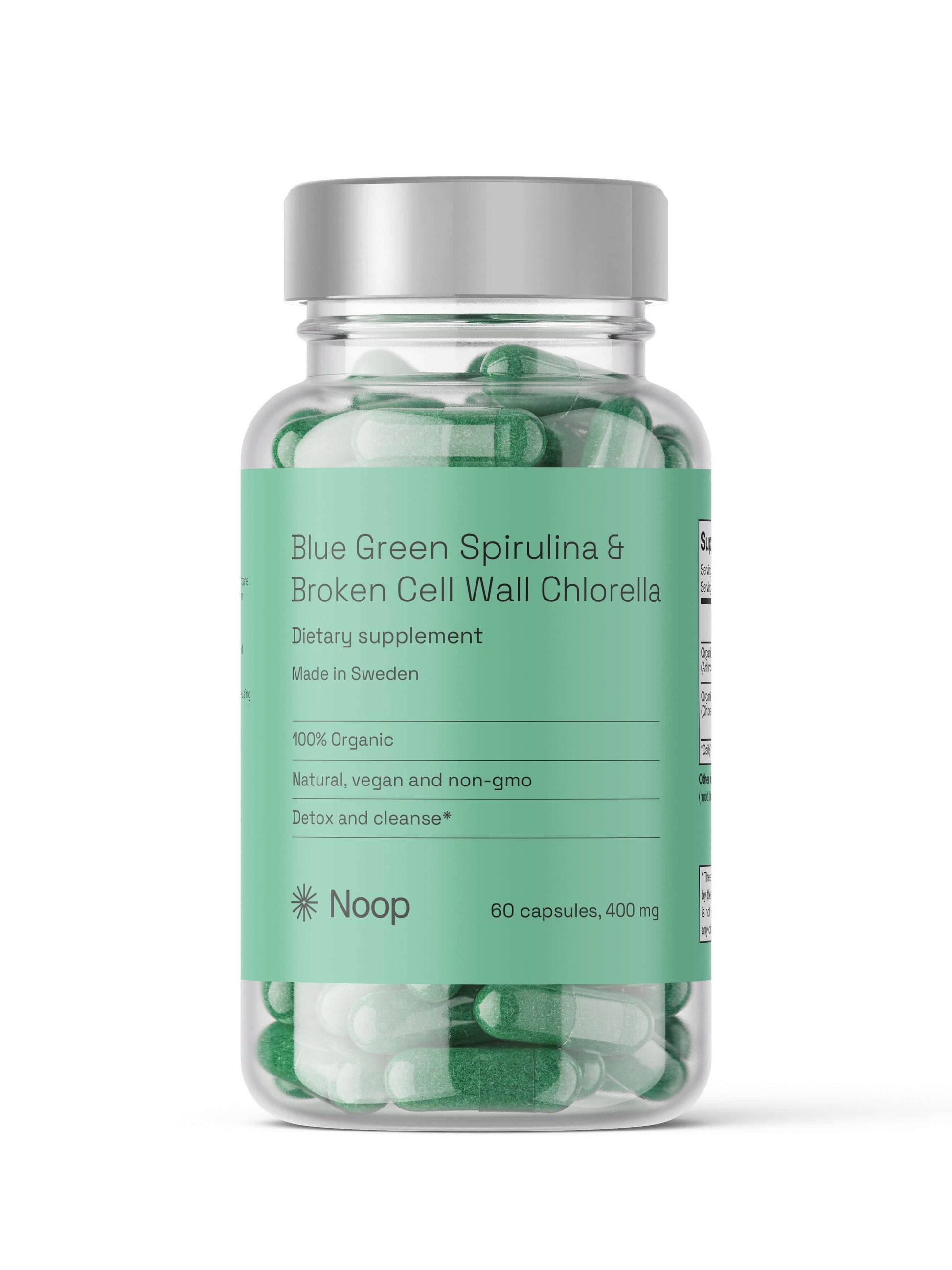 Noop Spirulina & Chlorella 60 kapslar framsida