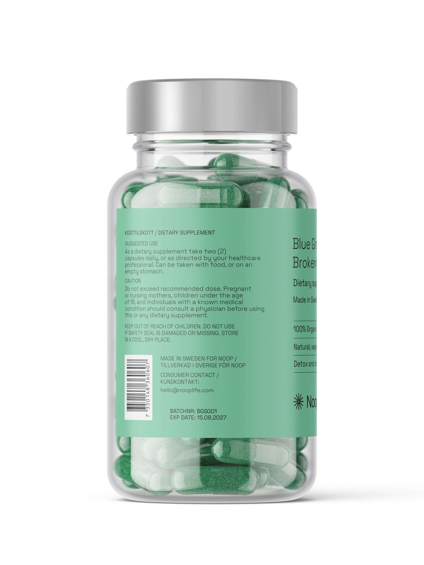 Noop Spirulina & Chlorella vänster sida